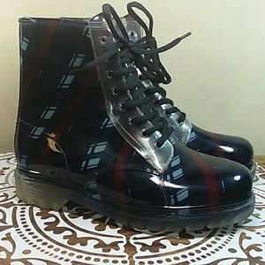 Henry Ferrera Sue plaid lace up rain boots